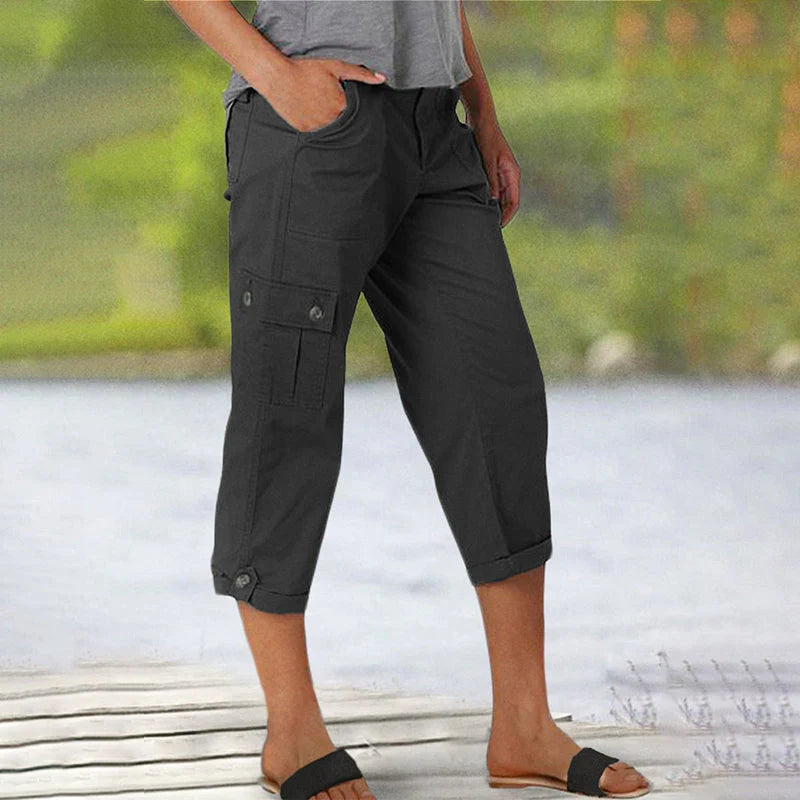 Women's Multi-Pocket Cargo Capri Trousers