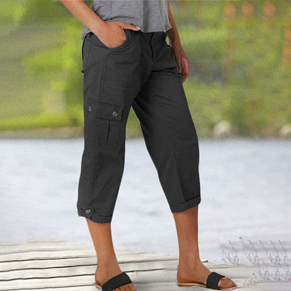Women's Multi-Pocket Cargo Capri Trousers