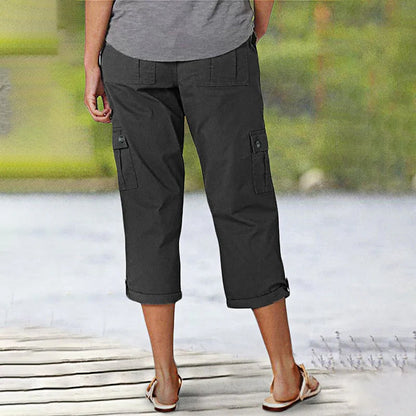 Women's Multi-Pocket Cargo Capri Trousers