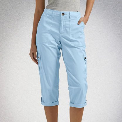 Women's Multi-Pocket Cargo Capri Trousers