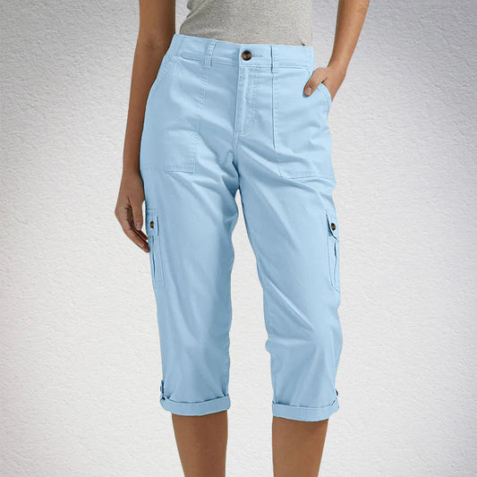 Women's Multi-Pocket Cargo Capri Trousers