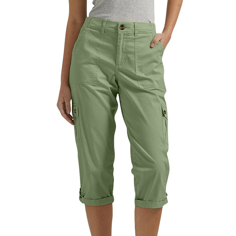 Women's Multi-Pocket Cargo Capri Trousers