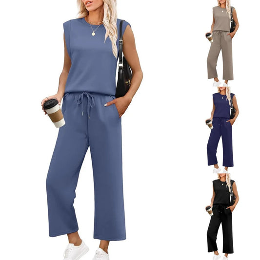 New Women's Sleeveless Top & Wide-Leg Pants 2-Piece Set