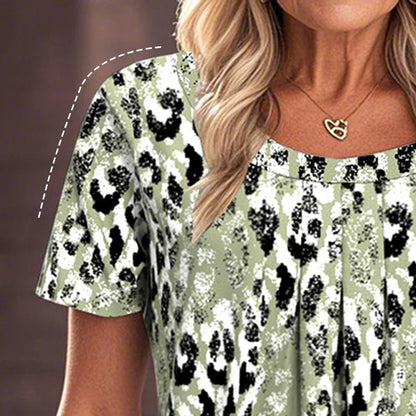 Women’s Abstract Print Pleat-Front Top