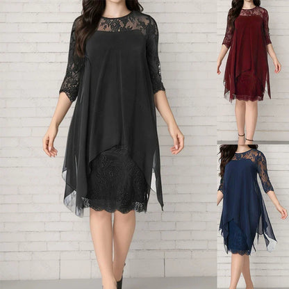 Women’s Lace Overlay High-Low Dress