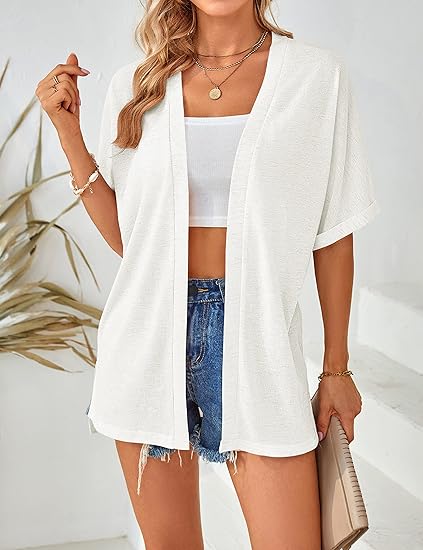 Women’s Flowy Open-Front Short-Sleeve Cardigan