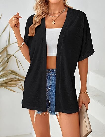 Women’s Flowy Open-Front Short-Sleeve Cardigan