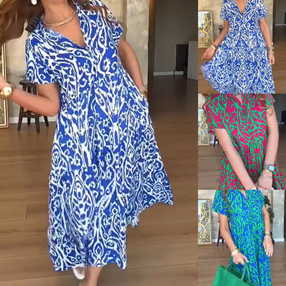 Women's Casual Print A-Line Long Dress