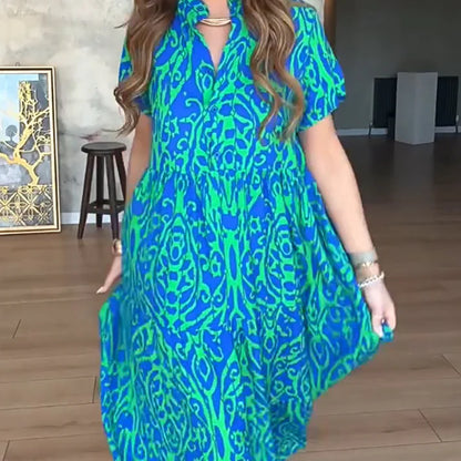 Women's Casual Print A-Line Long Dress
