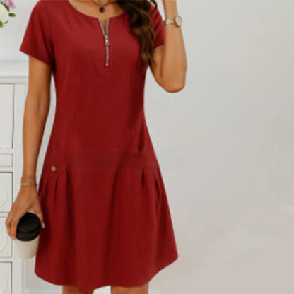Women’s Half-Zip Relaxed Fit Dress with Buttoned Pockets