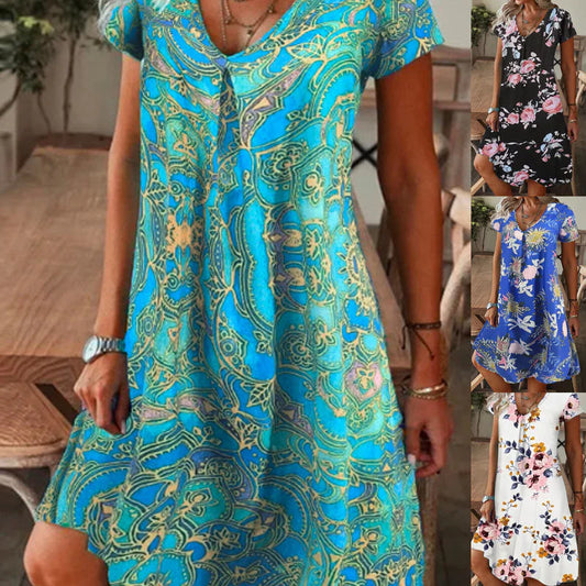 Women’s Floral V-Neck Long Dress