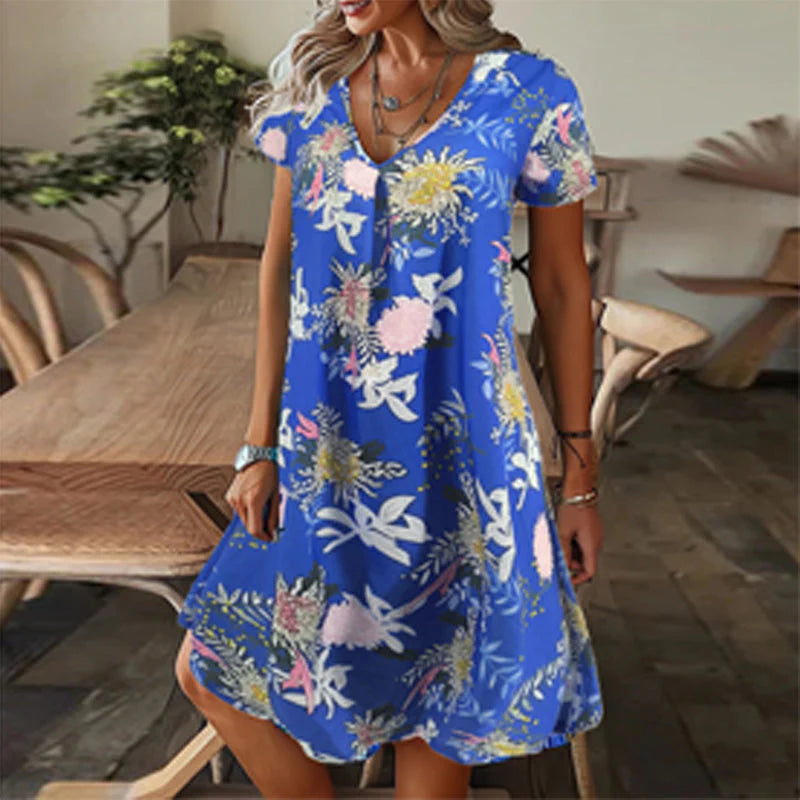 Women’s Floral V-Neck Long Dress
