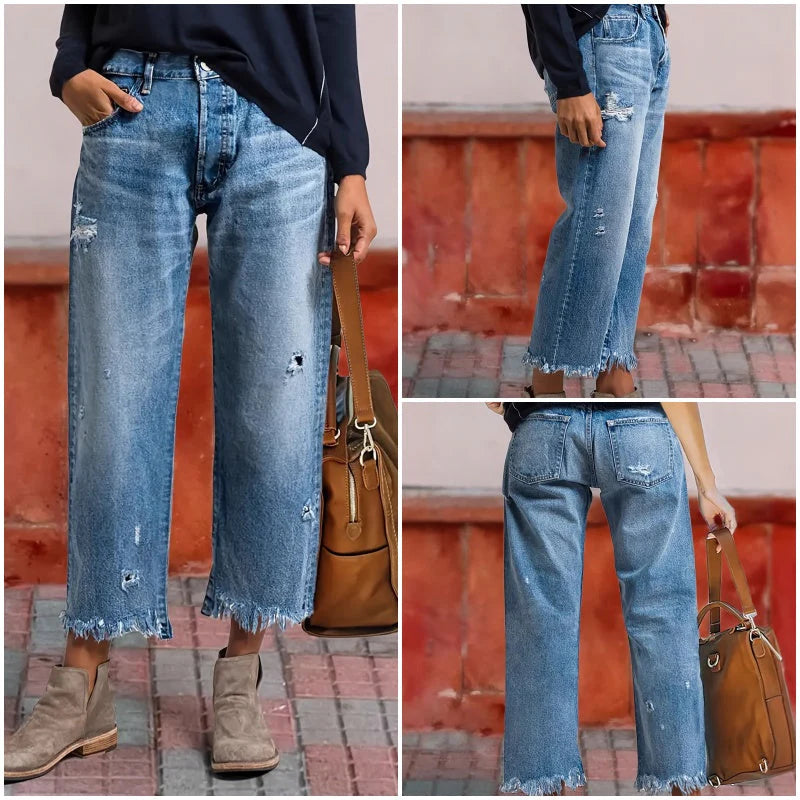 Women’s Classic Indigo Cropped Straight-Leg Jeans