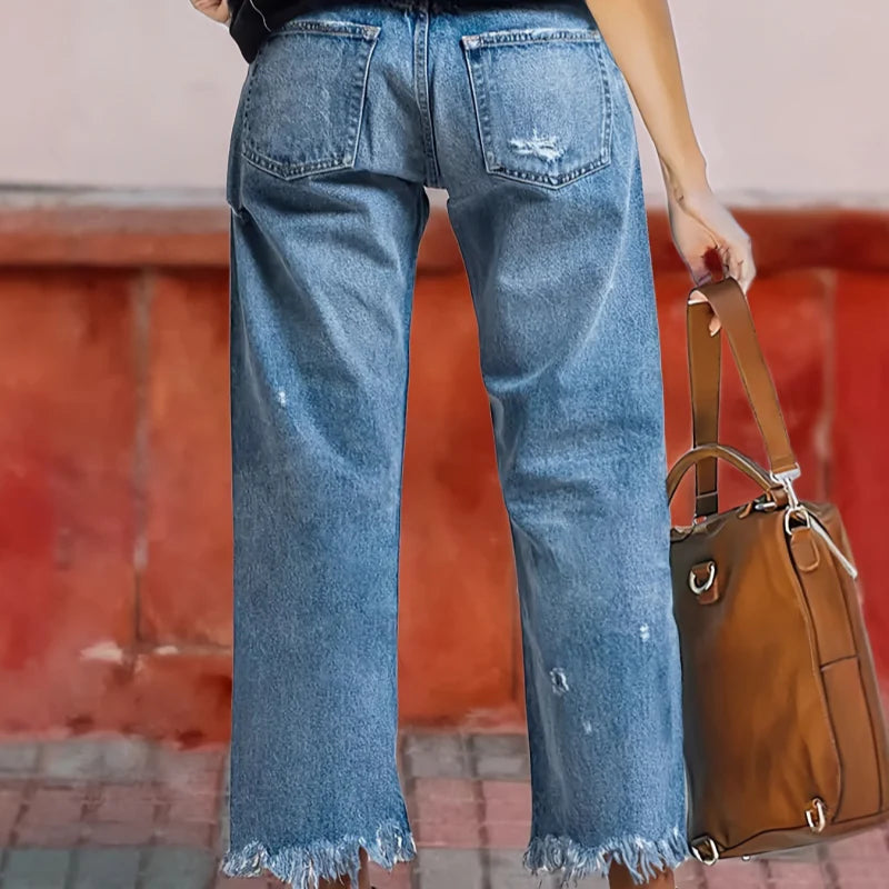 Women’s Classic Indigo Cropped Straight-Leg Jeans