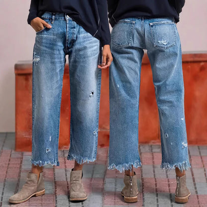 Women’s Classic Indigo Cropped Straight-Leg Jeans