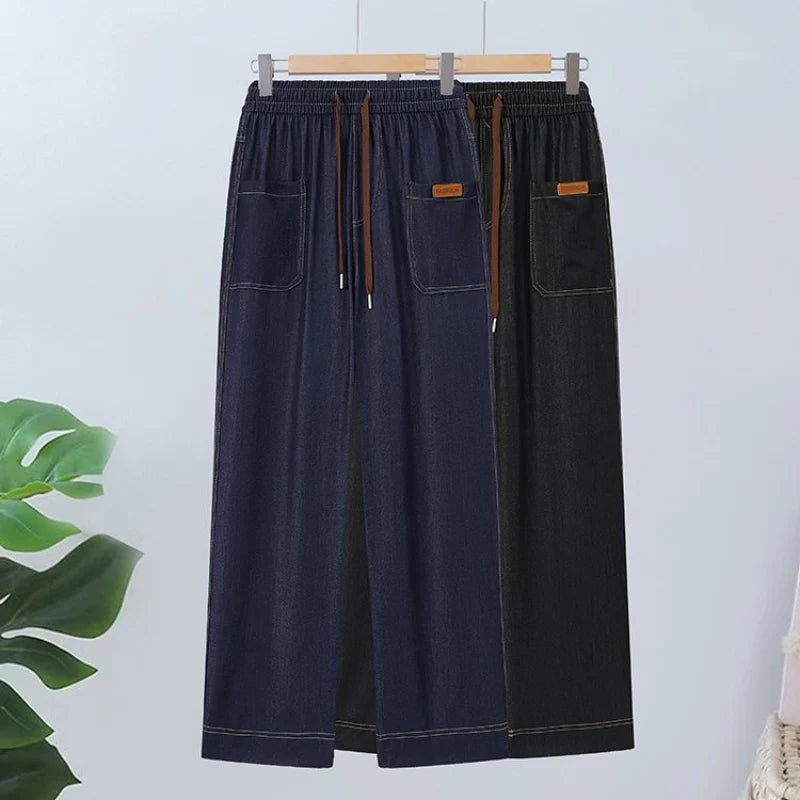 Women’s Adjustable Drawcord High Waist Straight Leg Trousers