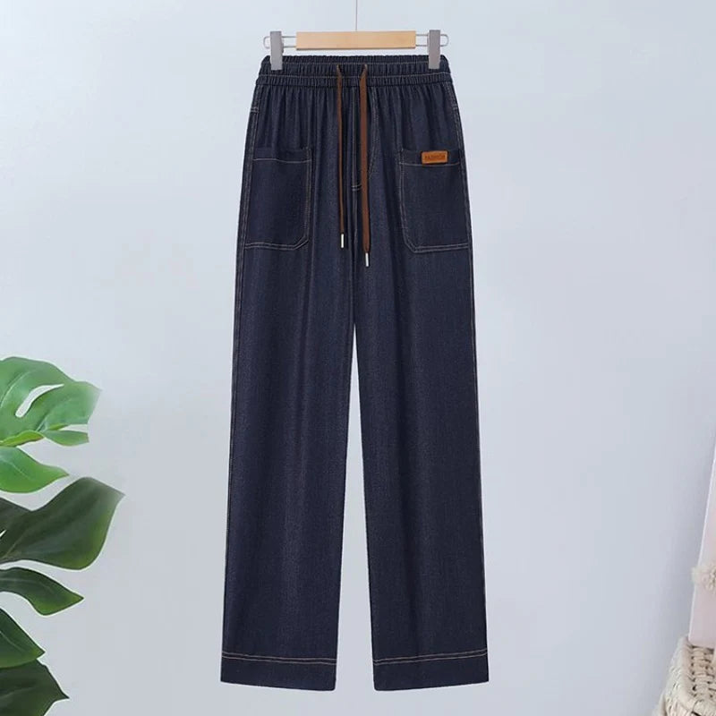 Women’s Adjustable Drawcord High Waist Straight Leg Trousers