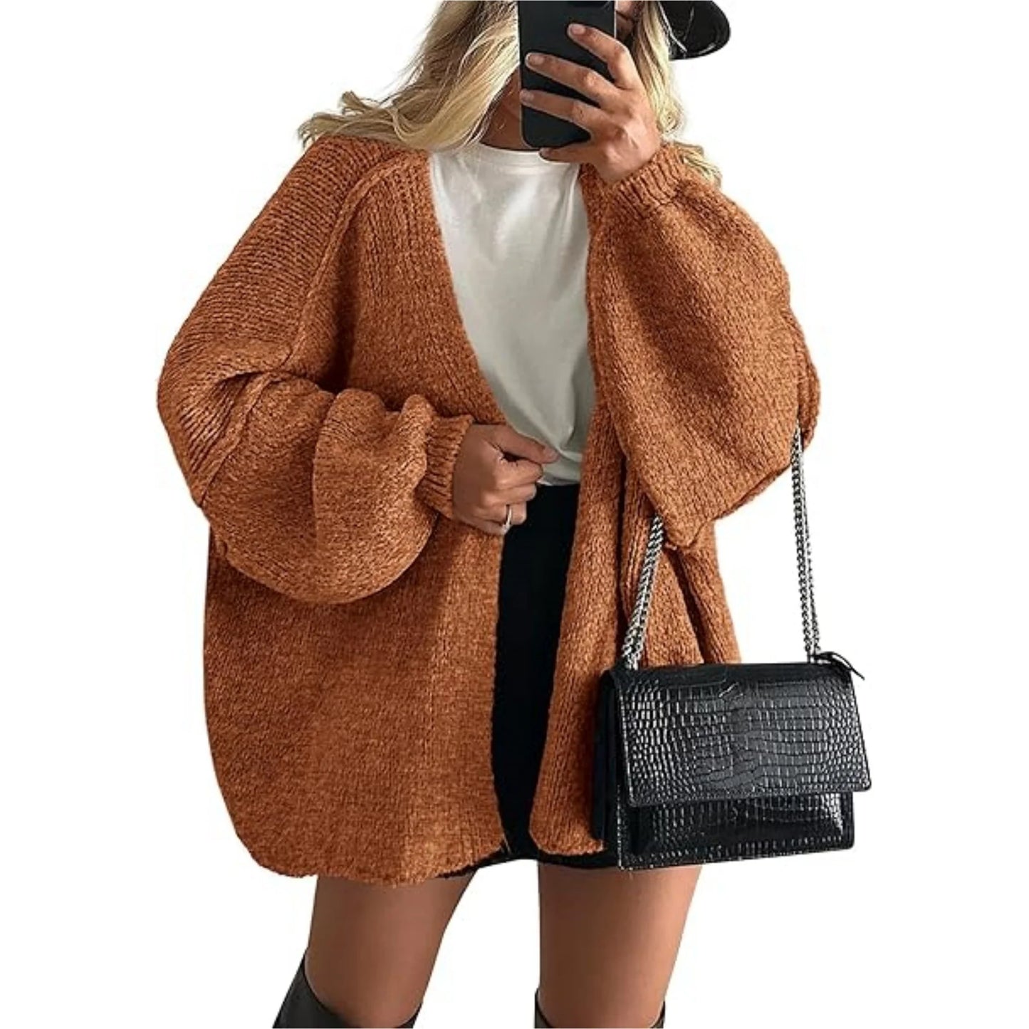 Women's Open Front Longline Knit Cardigan