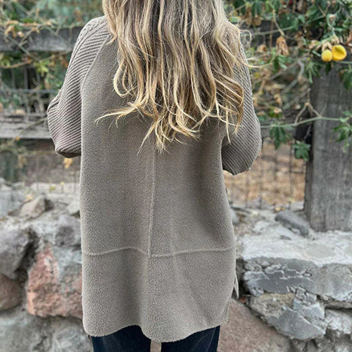 Women’s Mid-Length Double-Breasted Knit-Sleeve Coat