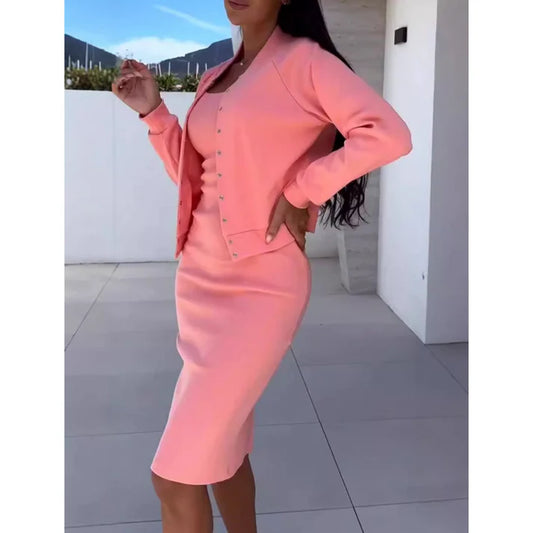 Spaghetti Strap Bodycon Dress and Jacket Set