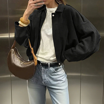 Women's Suede Look Zip Pilot Jacket