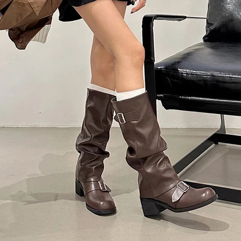 Women's Chunky Heel Long Boots
