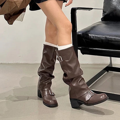 Women's Chunky Heel Long Boots