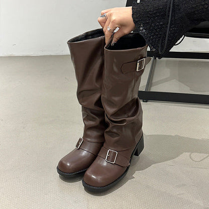 Women's Chunky Heel Long Boots