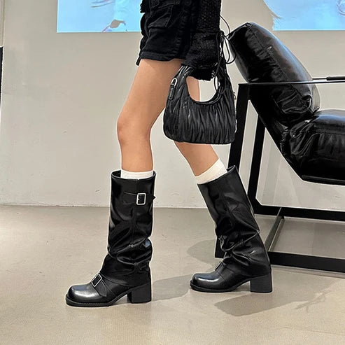 Women's Chunky Heel Long Boots