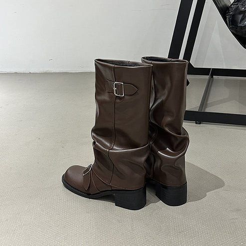 Women's Chunky Heel Long Boots