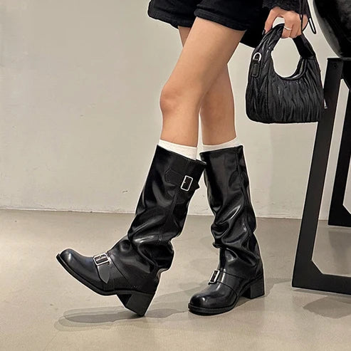 Women's Chunky Heel Long Boots