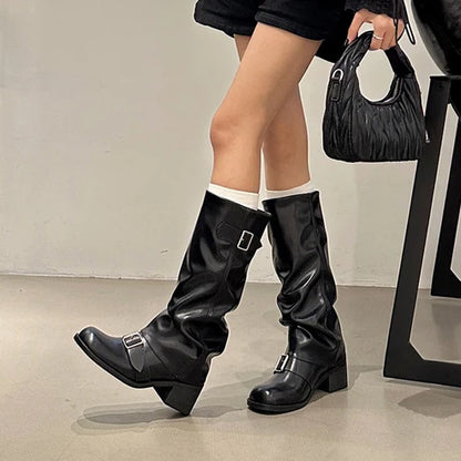 Women's Chunky Heel Long Boots