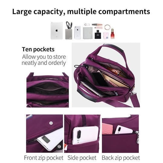 Women’s Anti-Theft Multi-Pocket Nylon Shoulder Bag