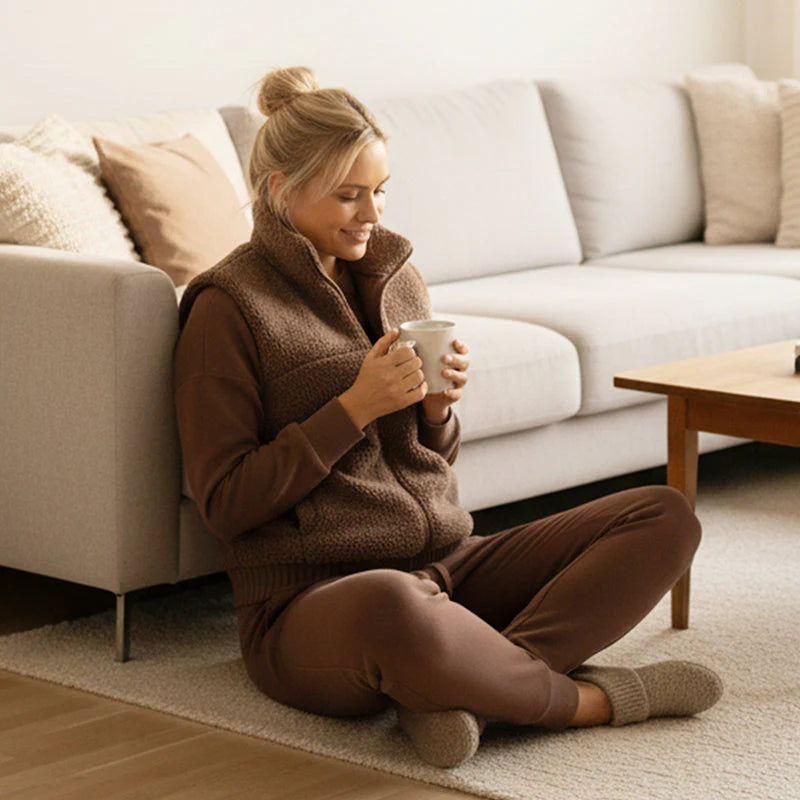 Women’s Plush-Vest 3-Piece Cosy Lounge Co-Ord Set
