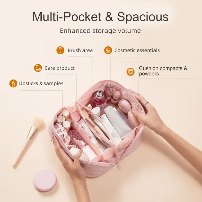 Large Capacity Quilted Makeup Travel Bag