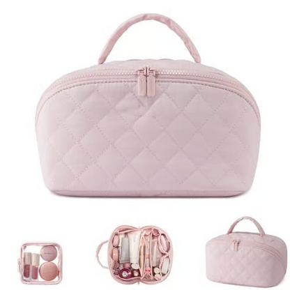 Large Capacity Quilted Makeup Travel Bag