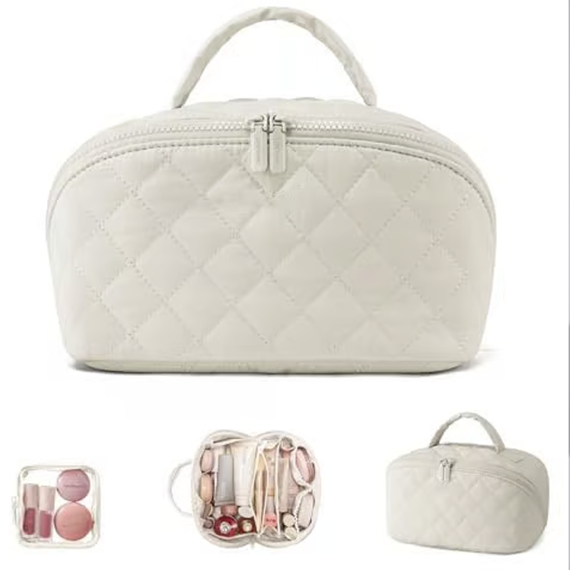 Large Capacity Quilted Makeup Travel Bag