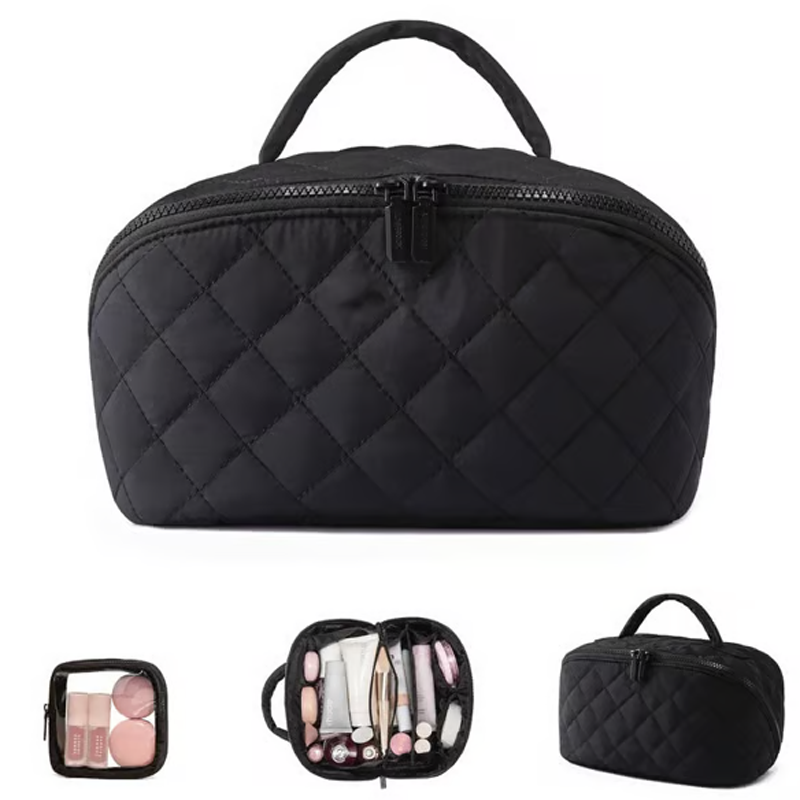 Large Capacity Quilted Makeup Travel Bag