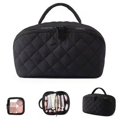 Large Capacity Quilted Makeup Travel Bag