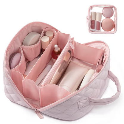 Large Capacity Quilted Makeup Travel Bag