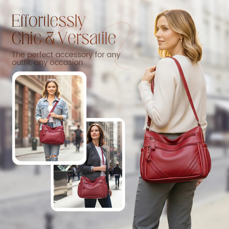 Women’s Minimalist Multi-Pocket Shoulder Bag with Adjustable Strap