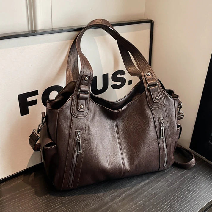 Women’s Large Capacity PU Leather-Look Punk Tote Bag