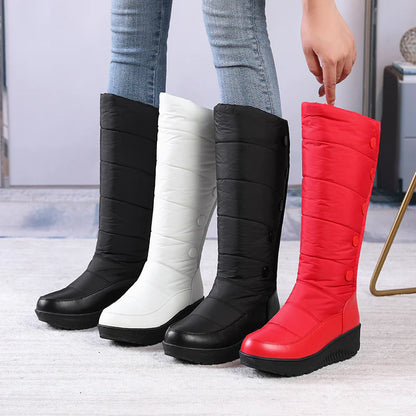 Women’s Warm Lined Waterproof Knee-High Wedge Snow Boots
