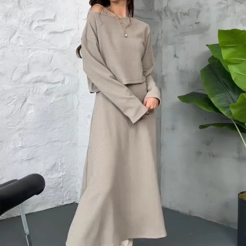 Women’s Ribbed Knit 2-Piece Midi Dress Set