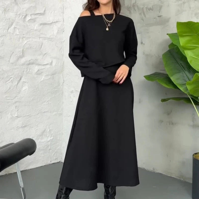 Women’s Ribbed Knit 2-Piece Midi Dress Set
