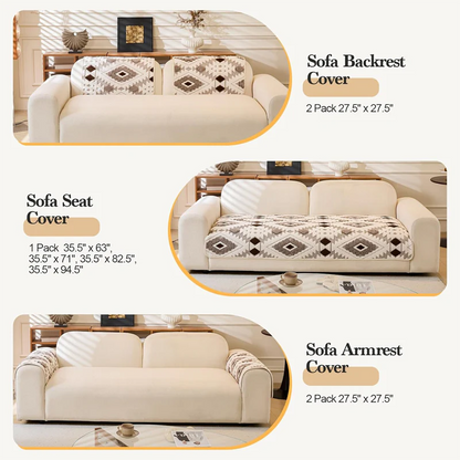 Geometric Plush Jacquard Sofa Cover Protector