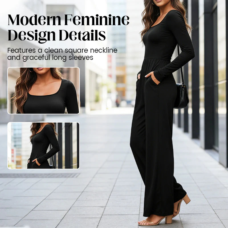 Women’s Square-Neck Wide-Leg All-Day Jumpsuit