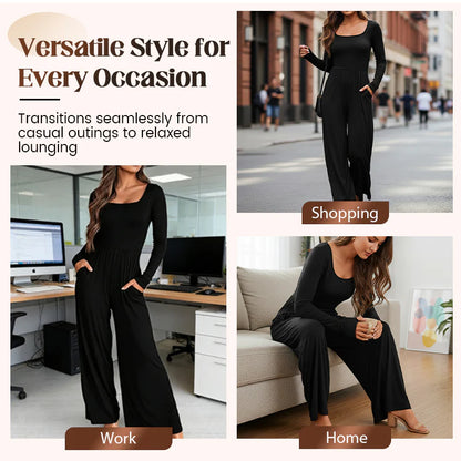 Women’s Square-Neck Wide-Leg All-Day Jumpsuit