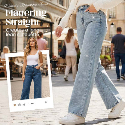 Women’s Rhinestone Straight-Leg Sparkle Jeans
