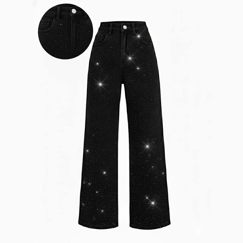 Women’s Rhinestone Straight-Leg Sparkle Jeans